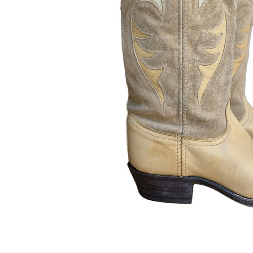 Vintage Dan Post Beige Leather Western Midi Women's Cowboy Boots 7M - Picture 5 of 12