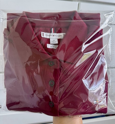 Polo Tommy Hilfiger donna taglia SP vestibilità classica misto cotone elasticizzato bordeaux - Foto 5 di 6