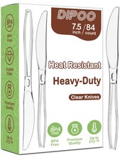 7.5" Clear Plastic Knives Heavy Duty Upgraded Heat Resistant BPA Free, Soli...