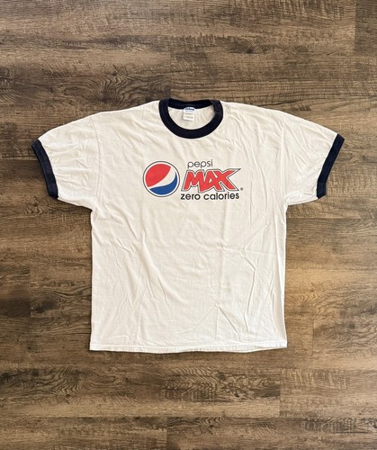 Vintage 90s Pepsi Max Ringer Shirt Adult X-Large Zero Calories Promotional Tee