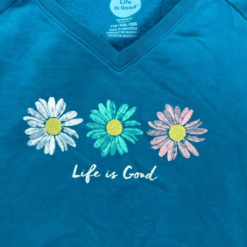 Life is Good толстовка женщин XXL синий классический длинные рукава V шеи пуловер - Изображение 3 из 4