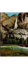 1954 Yosemite Falls Valley View Mariposa County CA Scenic Postcard Meadow