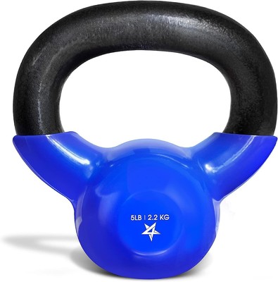 Vinyl Coated Cast Iron Kettlebells 5-65Lbs for Full Body Strength Training