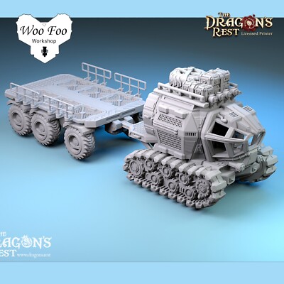 Sci Fi Krötenfahrzeug Schienen mit Anhänger 3D gedruckt Wargaming - Dragons Rest