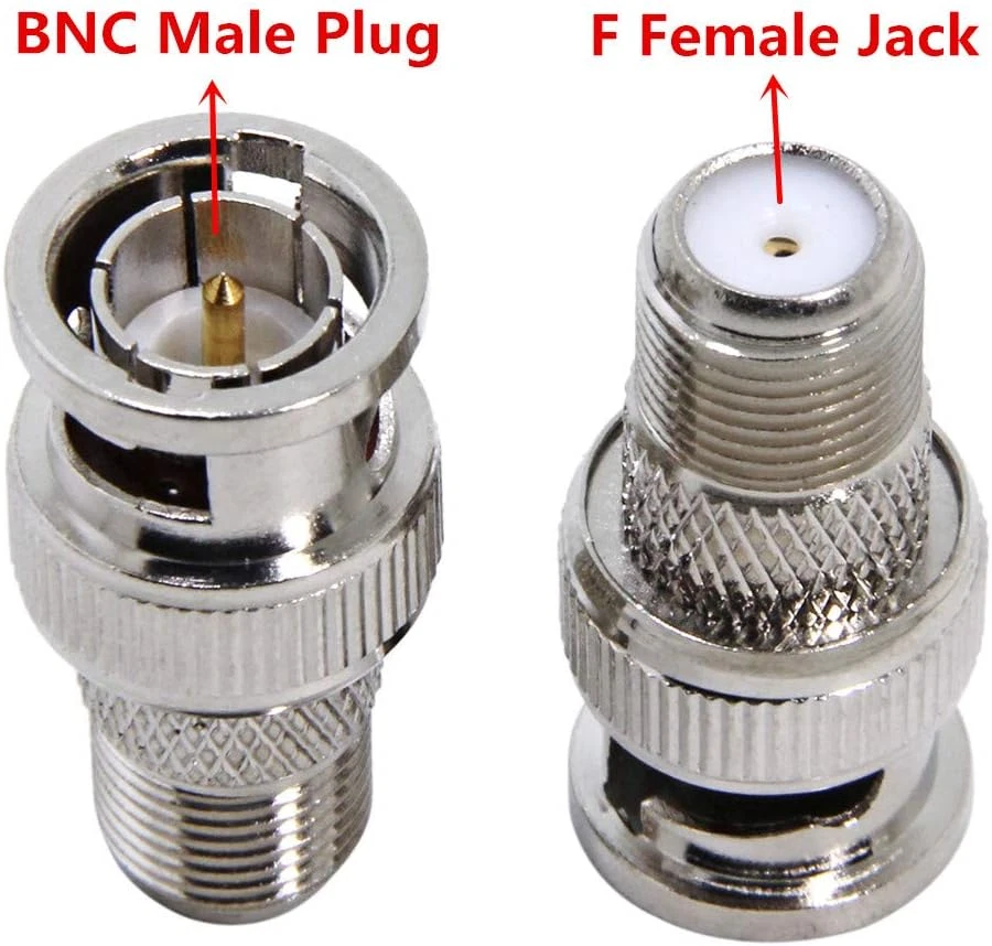 F to BNC Connector, 2-Pack BNC Male to F Female Coax Adapter 75 Ohm, RG6, RG59 C - Image 3 of 4
