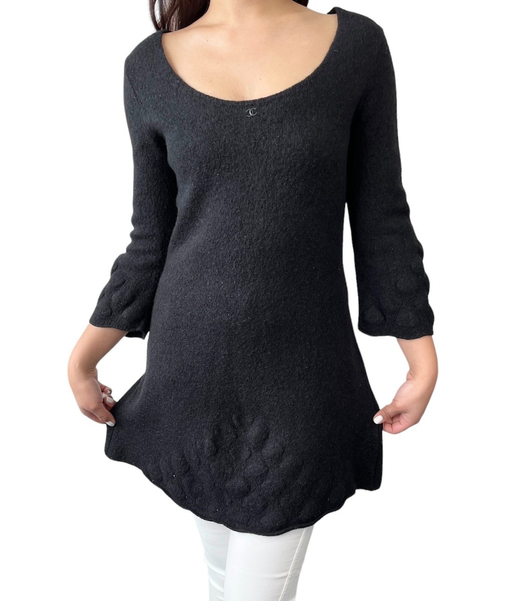 トップス CHANEL coco mark knit best 42 CHANEL Vintage 00A Coco Mark Logo Sweater #42 Tunic Top
