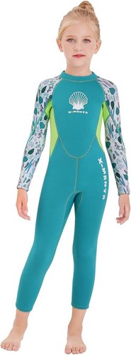 Little Girls Swimsuits 2.5mm Neoprene Keep Warm Wetsuit Long Sleeves Diving Suit - Picture 7 of 33