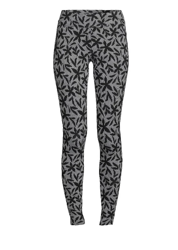 Leggings Casual Negro de Flores para Mujeres