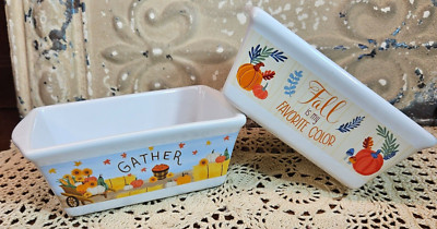 Choice of Fall Autumn Thanksgiving Mini Ceramic Bread Loaf Dishes
