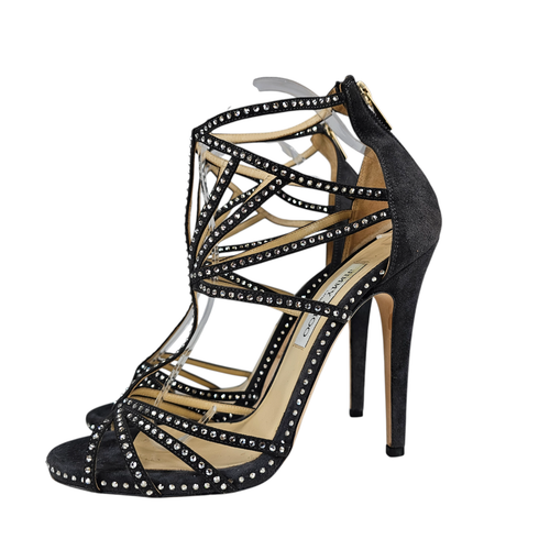 Jimmy Choo Vendetta Womens Grey Suede Crystal Sandals Size UK 7 EU 40 - Picture 6 of 9
