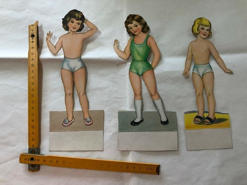 LOTTO BAMBOLE DI CARTA RITAGLIATE VINTAGE.