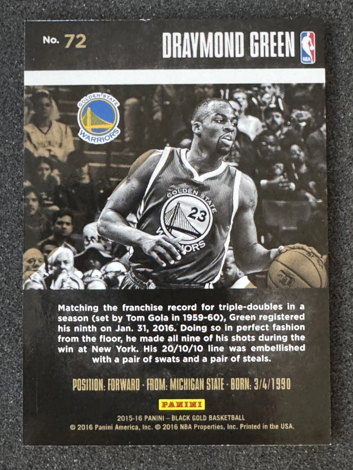 2015-16 Black Gold BRONZE Draymond Green #72 Golden State Warriors - Image 2 of 2