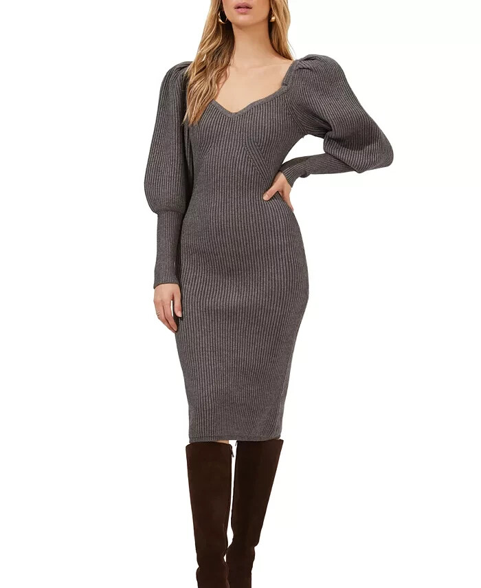 knitted backless dress The Striped Knitted Low Back Longsleeve Dress