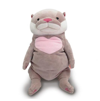 Shinada Global Mochi Kawauso Otter Plüschtier Herz Grau L 30 cm Japan Neu