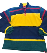Vintage GANT Striped Colorful Fleece 1/4 Zip Mock Neck Sweater Men's size medium