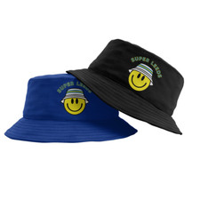 SUPER LEEDS Smile Face Emoji Style Football - Bucket Fishing Hat - Navy & Black