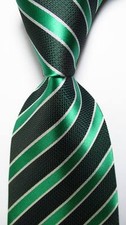 New Classic Striped Green White JACQUARD WOVEN Silk Men's Tie Necktie