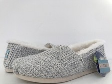 NWT Toms Women's US 8 Alpargata Slip On White Cozy Sweater Knit Faux Fur New