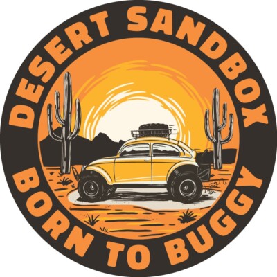 DESERT SANDBOX Born to Buggy Desert Baja Bug VW Volkswagen Window Bumper STICKER