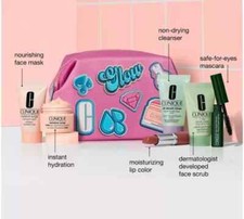 Clinique Makeup Deluxe Travel Size Samples 7 Pcs Gift Set Pink Makeup Sample Bag