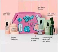 Clinique Makeup Deluxe Travel Size Samples 7 Pcs Gift Set Pink Makeup Sample Bag