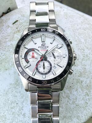 Casio Edifice EFV-550D-7 White Chronograph Stainless Steel Analog Men's Watch