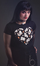 Ghost Cat Heart tshirt - Sizes S-5XL, Halloween, TK Maxx Inspired Goth girl gift