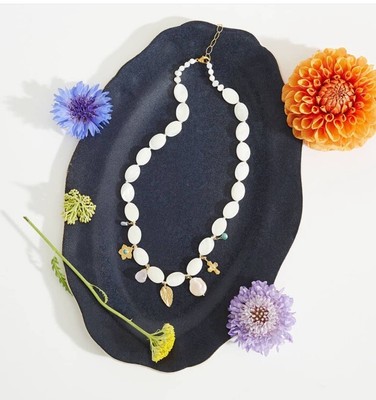 NEW $215 Chan Luu Mother of Pearl & GP Charms Mix Necklace~ Boho Chic! SOLD OUT!