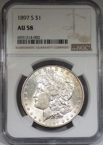 1897-S Morgan Silver Dollar NGC graded AU 58