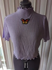 NIP SHEIN XL Lavender Butterfly Crop Top