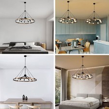 8 Lights Industrial Chandelier Indoor Pendant Hanging Lamp Height-Adjustable 80W
