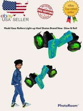 Madd Gear Light-Up Heel Rollers Skate Glow and Roll, Blue/Green 600-053 Age 6 