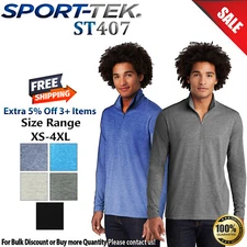 Sport-Tek ST407 Mens Long Sleeve Lightweight Tri Blend Wicking 1/4-Zip Pullover