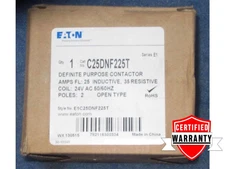 NIB Eaton C25DNF225T Definite Purpose Contactor 2 Poles Open Type 1 yr warranty