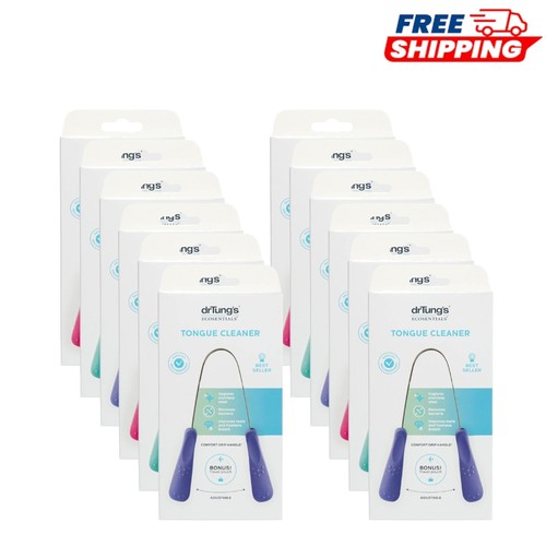 Travel-Friendly Tongue Cleaner – 12 Durable Stainless Steel Scrapers with Pouch