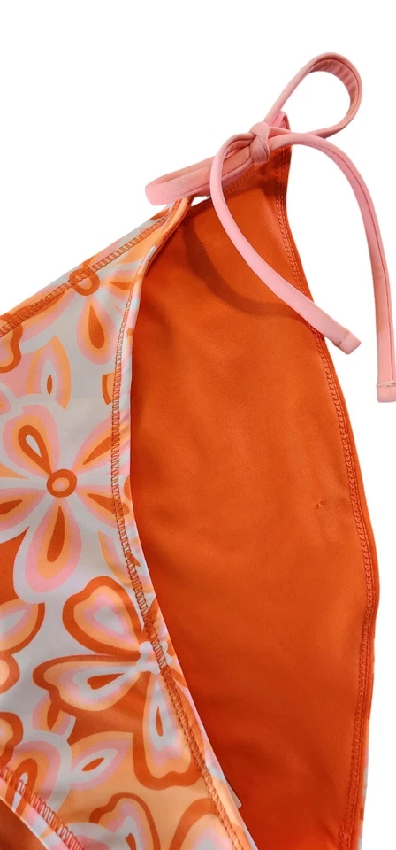 Parte inferior de bikini con corbata lateral reversible para nadar XL floral naranja rosa blanco nueva con etiquetas Foto 3 de 4