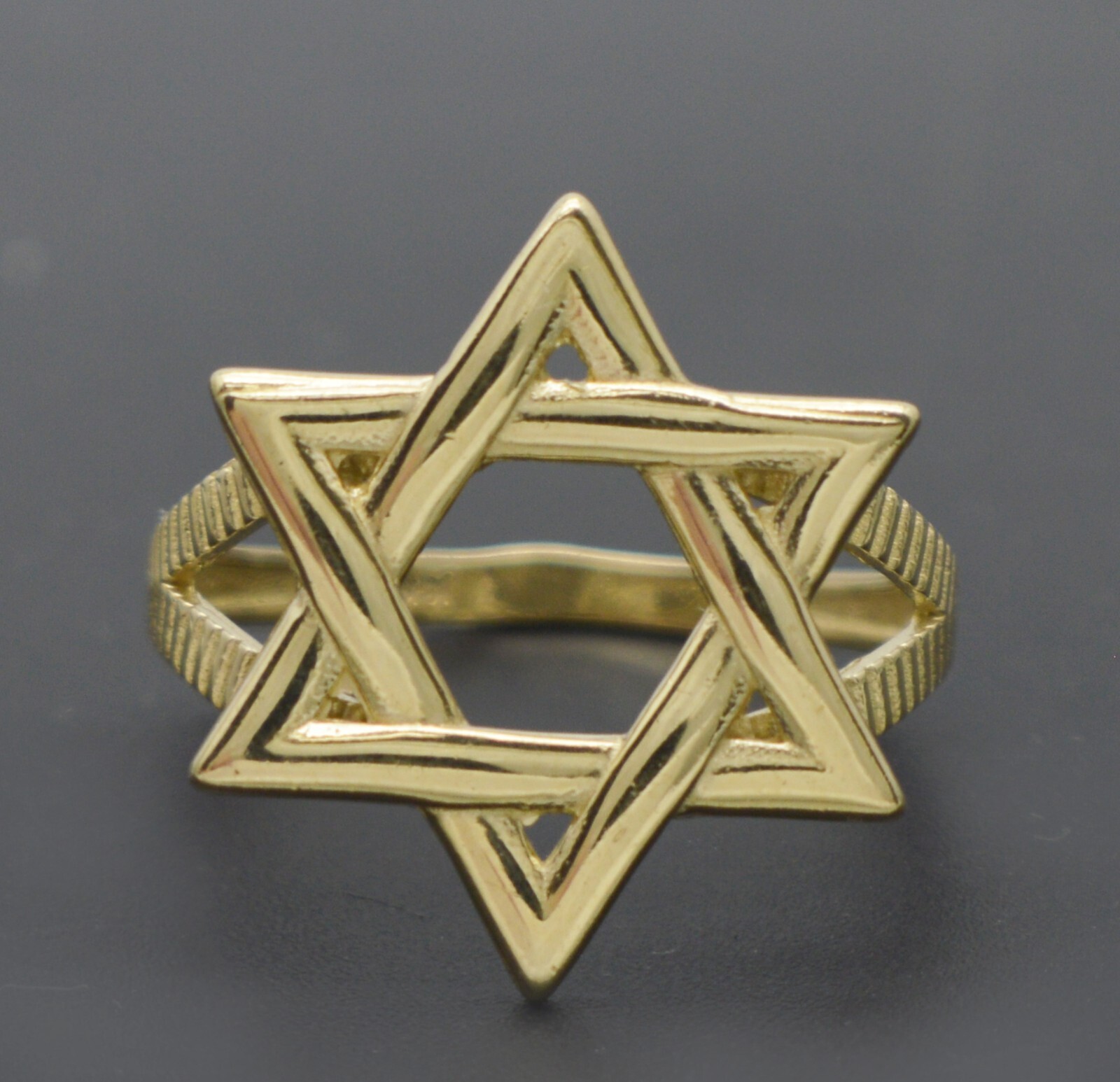 Real 10k Yellow Solid Gold Star of David Ring Womens 19.4 mm 2.9gr All Sizes
