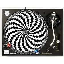 DJ Spinning Spiral Checkered Slipmat Turntable 12" LP Record Player Audiophile