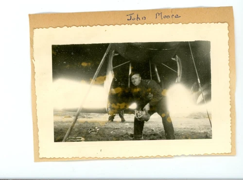 Solider working on military airplane -  vintage aviation  photo ww2 Identified