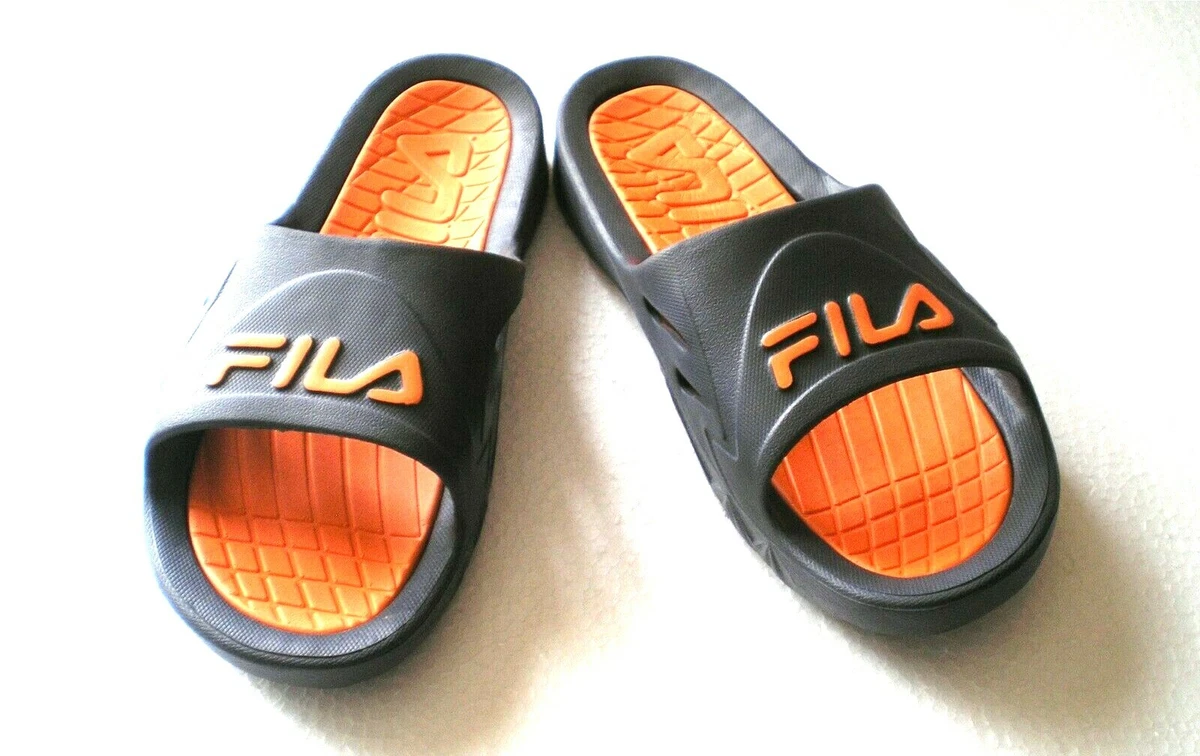 FILA Sandals Slides Shoes Gray Orange Size K6 Teens Juniors Womens