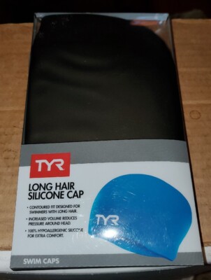 TYR Sport Long Hair Silicone Swim Cap - Black