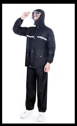 Black  Safety Raincoat Set Raincoat Set Outdoor Waterproof Fishing Pants - Picture 1 of 18