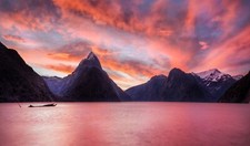 Landscape mountains lake nature new zealand milford Custom Gaming Mat Desk