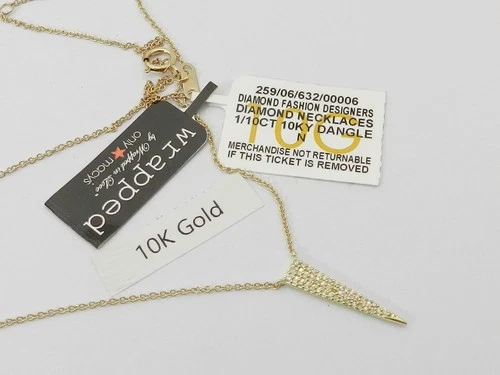 Wrapped Diamond Pavé Spike Pendant Necklace (1/10 ct. t.w.)  10k Yellow Gold 15"