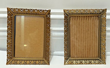 2 Vintage Fancy Gold Metal Filigree Ornate Picture Frame 5 X 7 with Clear Glass
