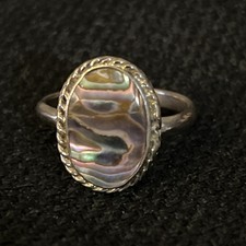 Silver and Abalone Ring Made In Mexico. Ring size 7.