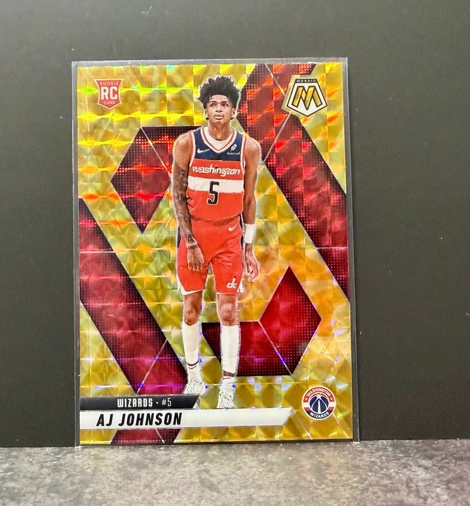 2024-25 Panini Mosaic - AJ Johnson #215 Yellow Reactive Prizm Wizards RC