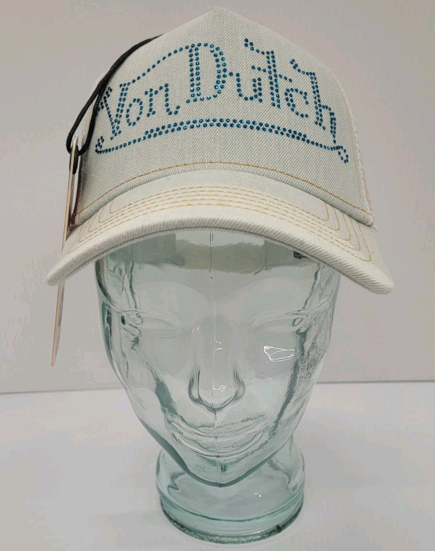 Von Dutch Denim Trucker Hat, a signature  channels early Y2K nostalgia. NWT Von Dutch Distressed Denim Trucker Hat - Medium Wash  main image 3