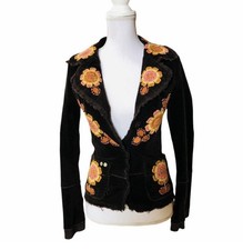 Johnny Was Joystick Floral Embroidered Corduroy Jacket Hand-Stitched S Anthro
