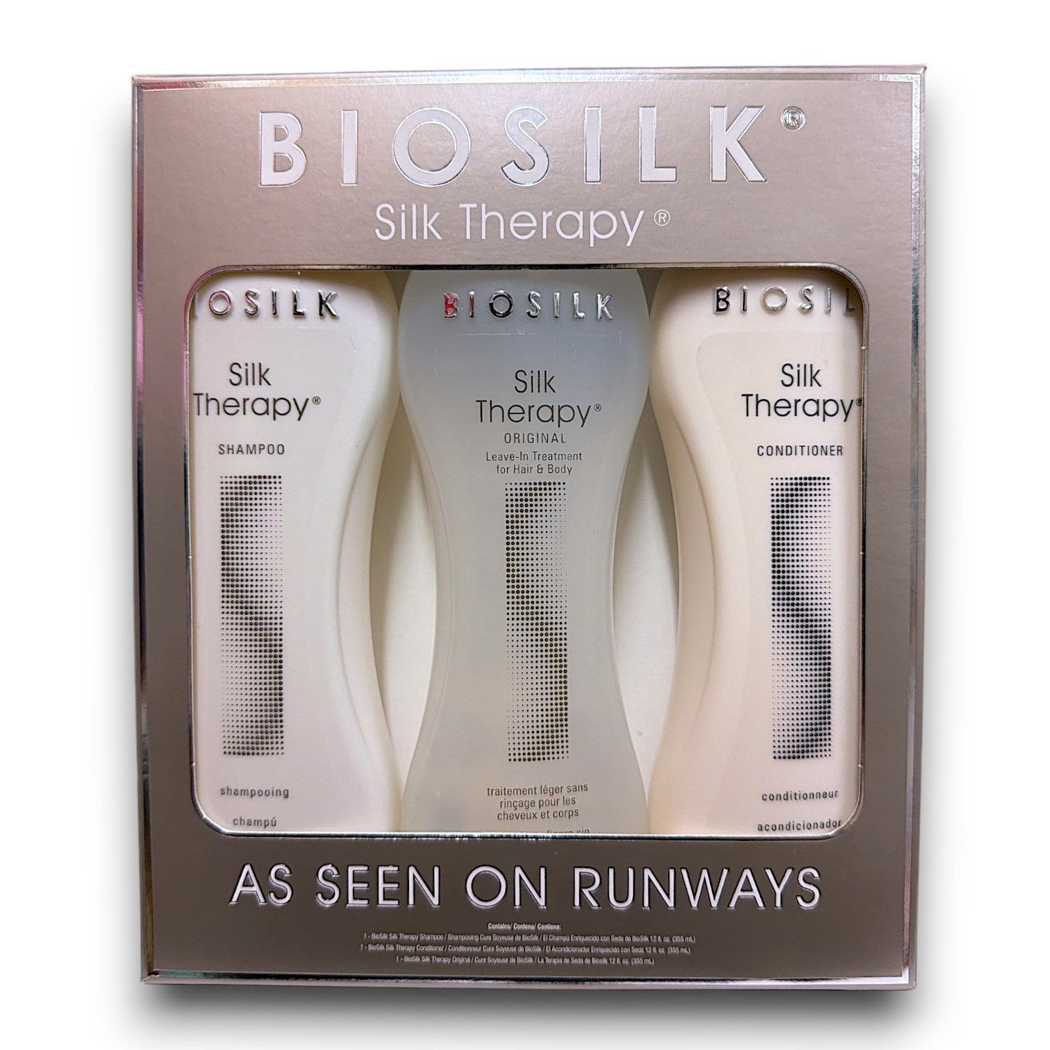 BioSilk Silk Therapy set kit 12oz 3 pcs Shampoo Conditioner Treatment 6390₽